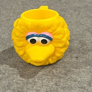 Vintage Big Bird Kids Cup Childrens Plastic Drinking Cup Yellow Sesame Street